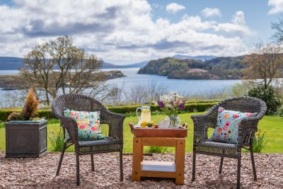 This cosy sitting area offers the perfect location for morning coffee alfresco