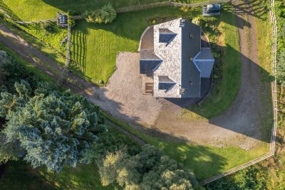 Looking down on Prairie Cottage on the Isle of Mull