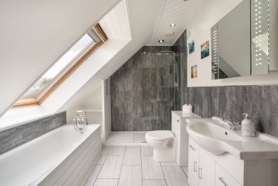 The family bathroom promises the perfect spot for a soak
