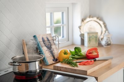 Cook up a feast in the well-appointed galley kitchen