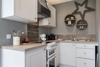 Fitted kitchen with modern appliances