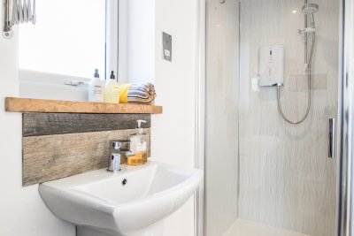 Cool and contemporary bathroom with large shower unit