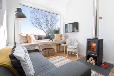 Wood burning stove in the living area