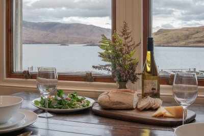 The table is set for a sea view experience