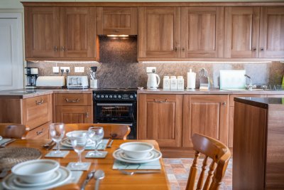 The welcoming kitchen offers the perfect spot to cook the catch of the day