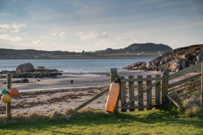 The garden gate at Tigh na Failte leads directly onto the beach