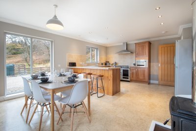 Lots of natural light floods the open plan kitchen/dining area