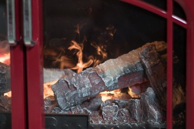 Electric fire in the living area