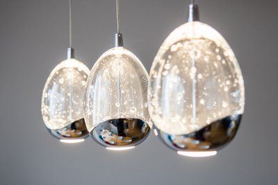 Unique lighting above the dining table