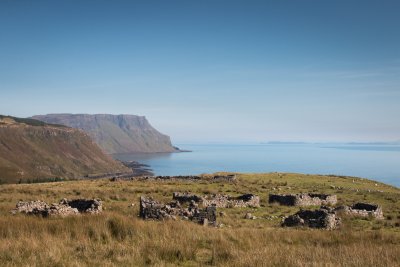 Ruins of the village at Shiaba looking along Mull's southern coast towards Carsaig