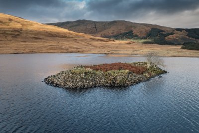 Crannog structure on Loch Sguabain