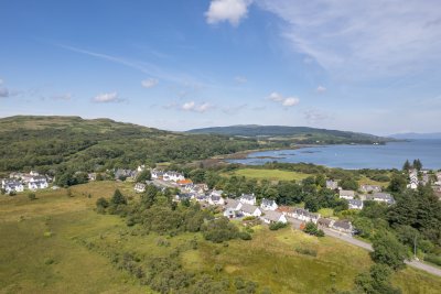 Aerial view of Salen. Village on the east coast of Mull