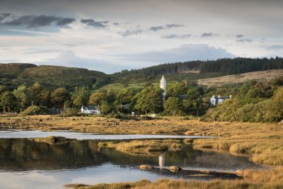 The village of Dervaig and its iconic pencil tower church