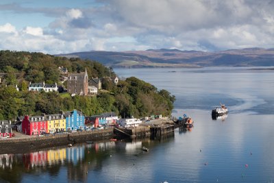 Looking down on Tobermory's colourful harbour front