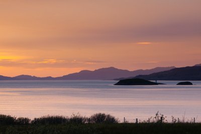 Sunset looking over the green isles on the Sound of Mull