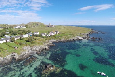 Looking down on the island of Iona and its main village, Baile Mor