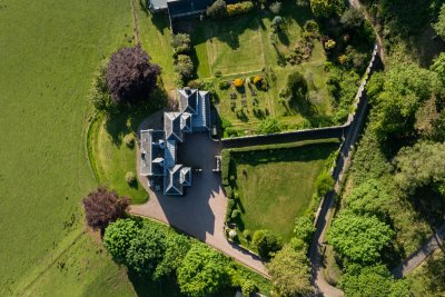 A bird's eye view of Carsaig House and gardens