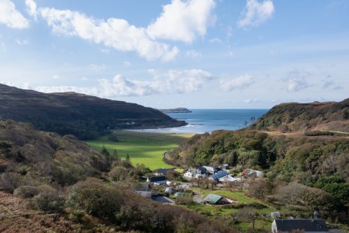 A bird's eye view of the settlement at Calgary, including the Cart Studio