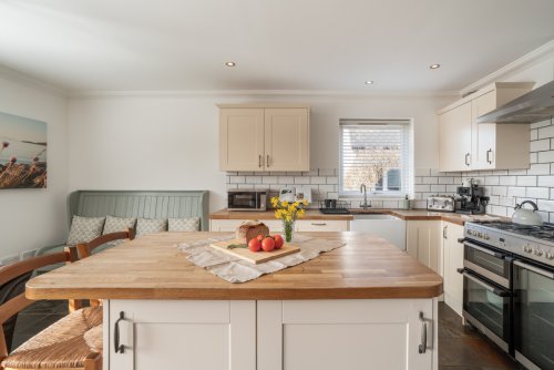 Looking across the island in the large kitchen at Cill Bheag