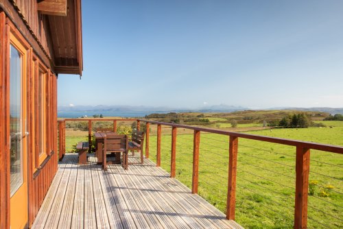 Auchnacraig Lodge decking and stunning views