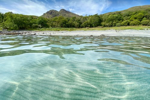 The beach below Rocking Stone Cabin