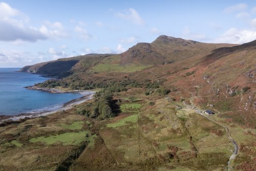 Rocking Stone Cabin's amazing setting on the hillside at Lochbuie