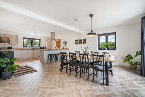 The dining kitchen area is a wonderfully sociable space