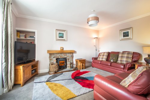 Comfortable living room with wood burning stove