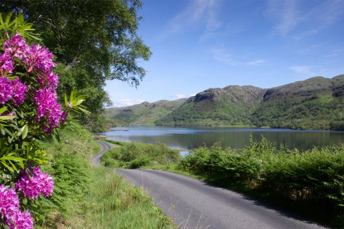 Road alongside Loch Uisg on the way to the cottage