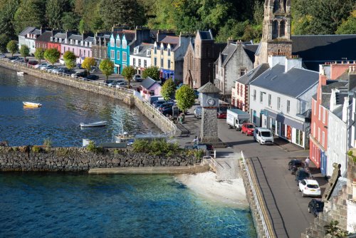 The harbourfront of Tobermory is just a short walk down the hill